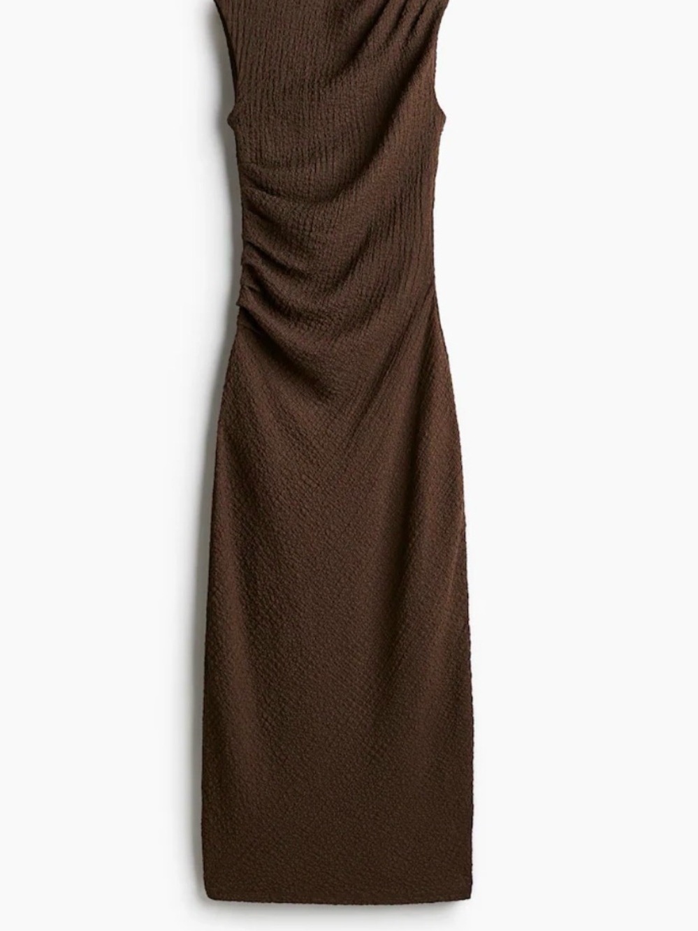 Zara Brown Sleeveless Textured Midi Dress